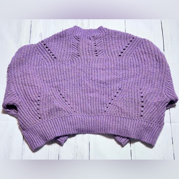 Elizabeth and James Open Stitch Crew Neck Cropped Sweater - Picture 5 of 5